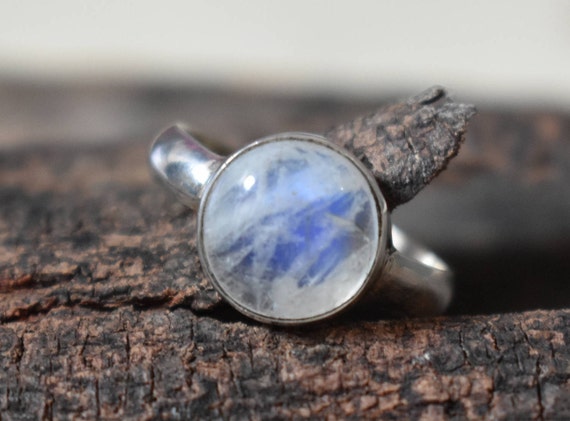 Blue Moonstone Ring, 925 Sterling Silver, Gemstone Ring