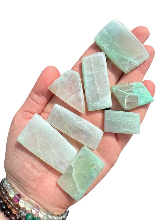 Garnierite Stone Slice (0.5" - 2") Garnierite Tumbled Stones - Green Moonstone Crystal - Garnierite Stone Slab - Healing Crystals And Stones