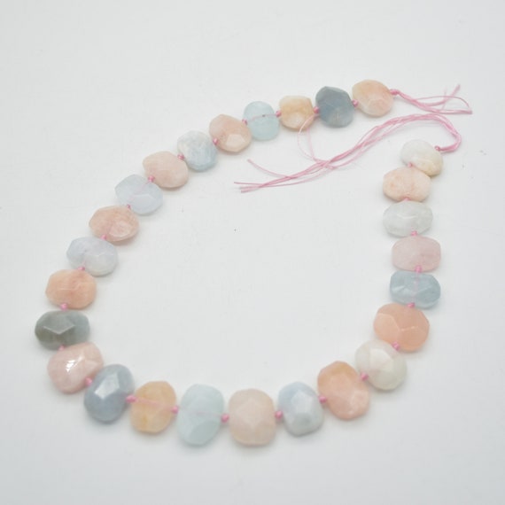 Gemstone Crystal Faceted Rectangle Pendant Beads - 15" Strand - Morganite, Pink Opal, Lapis Lazuli, Moonstone, Aquamarine, Ruby Zoisite