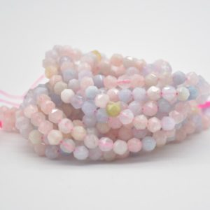 Shop Morganite Faceted Beads! High Quality Grade A Natural Morganite / Beryl Semi-precious Gemstone Star Cut Faceted Round  Beads – 4mm – 15.5" strand | Natural genuine faceted Morganite beads for beading and jewelry making.  #jewelry #beads #beadedjewelry #diyjewelry #jewelrymaking #beadstore #beading #affiliate #ad