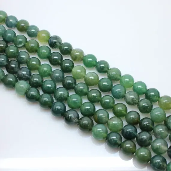 Moss Agate Beads Natural Agate Beads Aquatic Agate Bead 2mm 4mm 6mm 8mm 10mm 12mm Beads 15" Strand