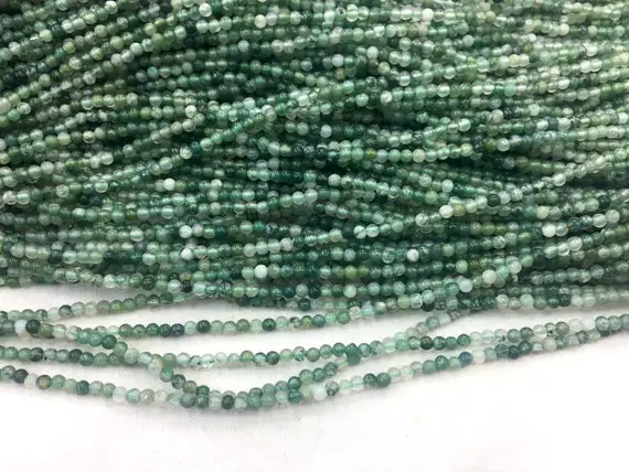 Tiny Moss Agate Beads - Moss Green Beads - 2mm 3mm Tiny Stone Beads - Gemstone Spacer Beads - Natural Stone Separators - 15 Inch Long
