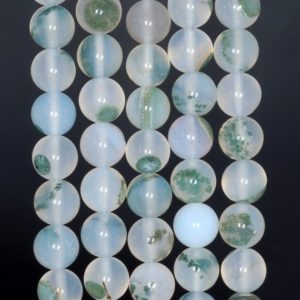 Shop Moss Agate Round Beads! 5MM Green Moss Agate Gemstone Round Loose Beads 15 inch Full Strand (80000447-A68) | Natural genuine round Moss Agate beads for beading and jewelry making.  #jewelry #beads #beadedjewelry #diyjewelry #jewelrymaking #beadstore #beading #affiliate #ad