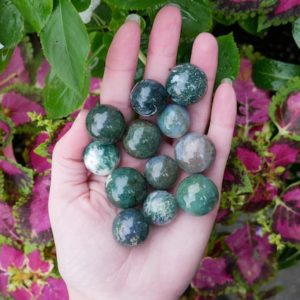 Moss Agate Small Spheres | Natural genuine stones & crystals in various shapes & sizes. Buy raw cut, tumbled, or polished gemstones for making jewelry or crystal healing energy vibration raising reiki stones. #crystals #gemstones #crystalhealing #crystalsandgemstones #energyhealing #affiliate #ad