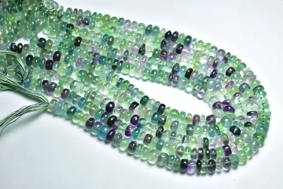 Most Beautiful Fluorite Rondelle Beads - 8 Inches, Natural Multi Color Fluorite Smooth  Rondelle - Beads Size Is 7 - 7.5mm #274