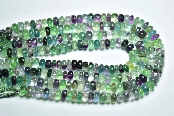 Most Beautiful Fluorite Rondelle Beads - 8 Inches, Natural Multi Color Fluorite Smooth  Rondelle - Beads Size Is 8 - 8.2mm #1503