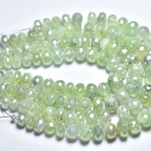 Shop Prehnite Rondelle Beads! Mystic Prehnite Rondelle Beads – 7 inches – Natural Faceted Mystic Coated Tourmalated Prehnite Rondelles,Size is 7 – 9 mm #547 | Natural genuine rondelle Prehnite beads for beading and jewelry making.  #jewelry #beads #beadedjewelry #diyjewelry #jewelrymaking #beadstore #beading #affiliate #ad