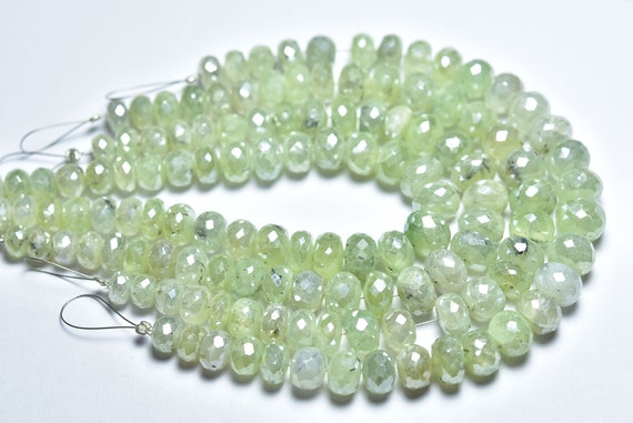 Mystic Prehnite Rondelle Beads - 7 Inches - Natural Faceted Mystic Coated Tourmalated Prehnite Rondelles,size Is 7 - 9 Mm #547