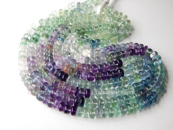 Natural Fluorite Rondelle Beads, Plain Fluorite Shaded Beads Fluorite Rondelle Shape Gemstone 8 Mm Strand 18 Inches