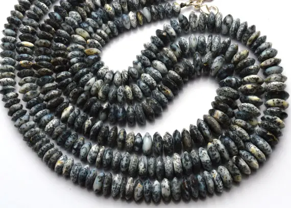 Natural Gemstone Dendritic Agate 7-12mm Faceted German Cut Beads 17" Full Strand Disc Shape Rondelles Micro Faceted Top Quality