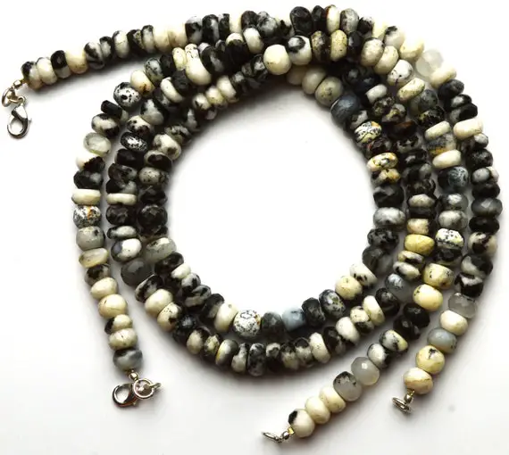 Natural Gemstone Dendritic Agate 8 To 9mm Faceted Rondelle Beads 20 Inch Full Strand Fine Quality Beads Necklace