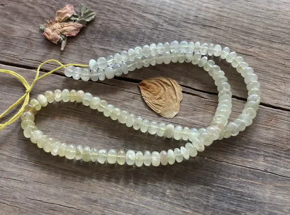Natural Glowing Lemon Prehnite Gemstone Smooth Rondelle Beads ~ 15" Strand ~ 5mm-5.5mm ~ Lovely Graduated Color