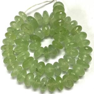 Shop Prehnite Rondelle Beads! Natural Light Green Prehnite Faceted Rondelle Beads 10-12mm Prehnite Rondelle Beads Prehnite Gemstone Beads Prehnite Faceted Bead Wholesaler | Natural genuine rondelle Prehnite beads for beading and jewelry making.  #jewelry #beads #beadedjewelry #diyjewelry #jewelrymaking #beadstore #beading #affiliate #ad