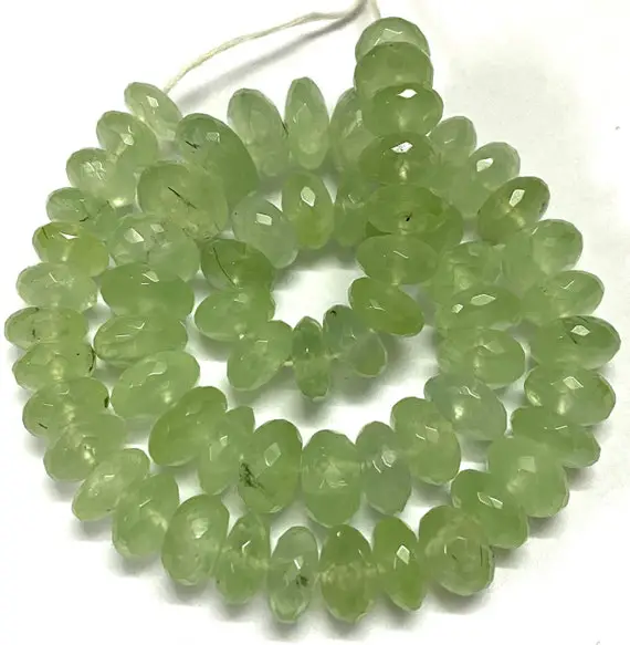 Natural Light Green Prehnite Faceted Rondelle Beads 10-12mm Prehnite Rondelle Beads Prehnite Gemstone Beads Prehnite Faceted Bead Wholesaler