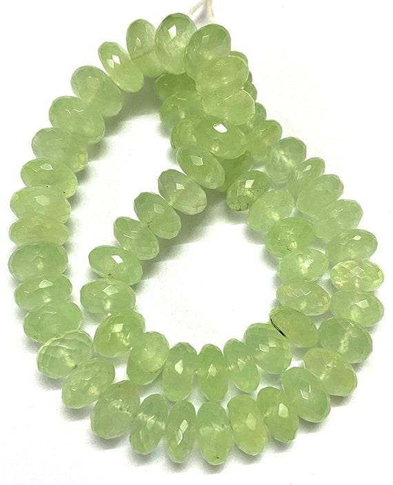 Natural Light Green Prehnite Faceted Rondelle Beads 10-12mm Prehnite Rondelle Beads Prehnite Gemstone Beads Prehnite Faceted Bead Wholesaler