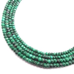 Natural Malachite Faceted Rondelle Beads 2x3mm 3x4mm 15.5" Strand | Natural genuine rondelle Malachite beads for beading and jewelry making.  #jewelry #beads #beadedjewelry #diyjewelry #jewelrymaking #beadstore #beading #affiliate #ad