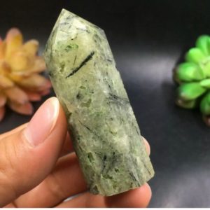 Shop Prehnite Points & Wands! Natural Prehnite Crystal wand point semiprecious gemstone obelisk tower reiki healing | Natural genuine stones & crystals in various shapes & sizes. Buy raw cut, tumbled, or polished gemstones for making jewelry or crystal healing energy vibration raising reiki stones. #crystals #gemstones #crystalhealing #crystalsandgemstones #energyhealing #affiliate #ad