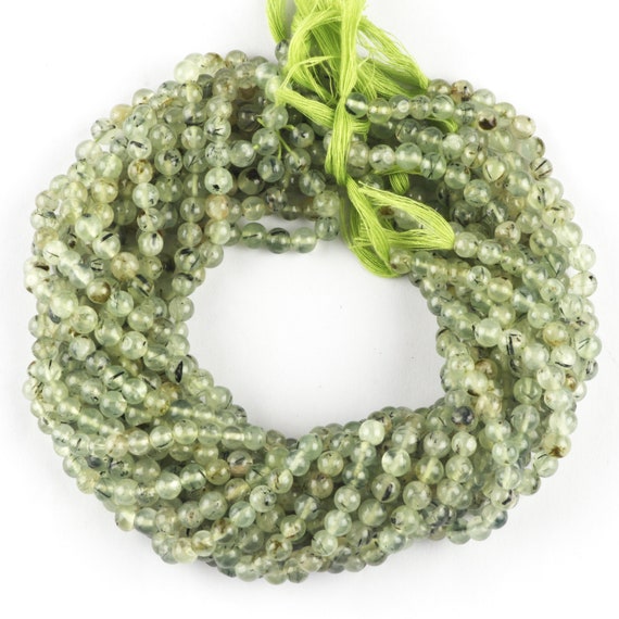 Natural Prehnite Gemstone Beads, Round 4-5mm Smooth Loose Beads 13" Strand, Prehnite Beads, Wholesale Light Green Beads, Prehnite Round Bead