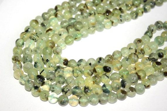 Natural Prehnite Smooth Round Beads, 8 Mm Prehnite Round Beads, Prehnite Beads, Smooth Prehnite Gemstone Beads, Green Prehnite Beads Strand
