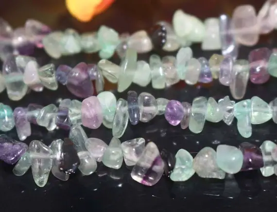 Natural Rainbow Fluorite Chip Beads,chip Beads,about 4-12mm Genuine Green And Purple Fluorite Nugget Beads, Fluorite Beads Supply.34" Strand