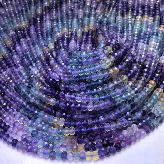 Natural Rainbow Fluorite Faceted Rondelle Spacer Abacus Beads,4*6mm ,15 Inches Per Strands