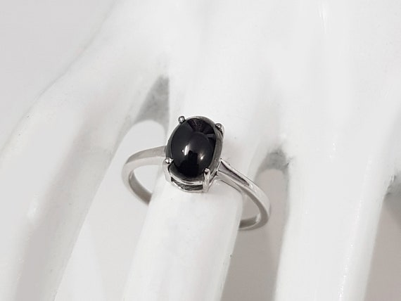 Natural Shungite Ring In 925 Sterling Silver, Black Oval Stone Solitaire Ring For Women ,shungite Jewelry, Gifts