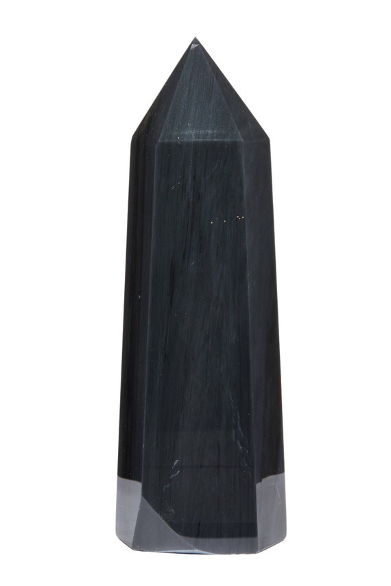 Black Obsidian Stone Point - Black Obsidian Crystal Tower - Polished Obsidian Point - Standing Obsidian Tower - Polished Obsidian Decor - 21
