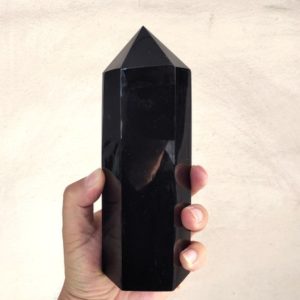 Shop Obsidian Stones & Crystals! Obsidian Tower Point Large Natural Obsidian Tower Black Obsidian Obelisk Crystal Points Gemstone Tower Healing Crystal (7.1'' high- 2.35 lb) | Natural genuine stones & crystals in various shapes & sizes. Buy raw cut, tumbled, or polished gemstones for making jewelry or crystal healing energy vibration raising reiki stones. #crystals #gemstones #crystalhealing #crystalsandgemstones #energyhealing #affiliate #ad