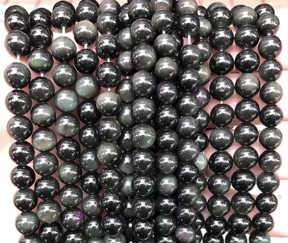 Natural Aaaaa Black Obsidian Round Beads,4mm 6mm 8mm 10mm 12mm 14mm 16mm Black Obsidian Beads Wholesale Supply,one Strand 15"