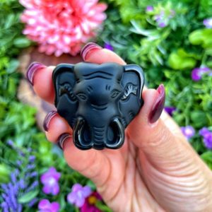 Shop Obsidian Shapes! One Black Obsidian Elephant Carving – No. 959 | Natural genuine stones & crystals in various shapes & sizes. Buy raw cut, tumbled, or polished gemstones for making jewelry or crystal healing energy vibration raising reiki stones. #crystals #gemstones #crystalhealing #crystalsandgemstones #energyhealing #affiliate #ad