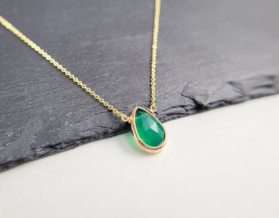 Onyx Necklace, Green Onyx Necklace /handmade Jewelry/ Necklaces For Women, Gemstone Necklace, Dainty Necklace, Layered Necklace, Simple Gold