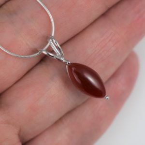 Shop Onyx Pendants! Red Onyx Marquis Pendant Necklace (Sterling Silver) – 15 x 7 mm | Natural genuine Onyx pendants. Buy crystal jewelry, handmade handcrafted artisan jewelry for women.  Unique handmade gift ideas. #jewelry #beadedpendants #beadedjewelry #gift #shopping #handmadejewelry #fashion #style #product #pendants #affiliate #ad