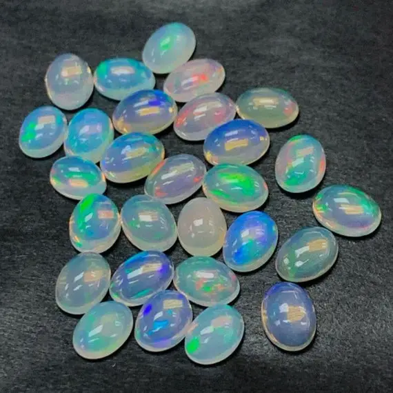 Aaa Grade Ethiopian Opal, 5 Or 10 Piece Lot  Natural Ethiopian Opal Cabochon Size Available 3x5. 4x6 ,6x8 , 7x9, 8x10 Mm Jewelry Making