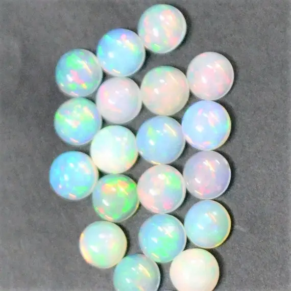 Aaa Grade Ethiopian Opal, 5 Or 10 Piece Lot Natural Ethiopian Opal Cabochon Size Available Round Shape  3mm , 4 Mm Jewelry Making Stone