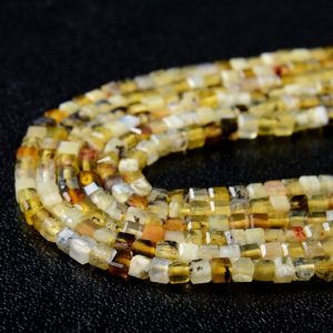 Shop Opal Faceted Beads! 2MM Natural Yellow Opal Gemstone Grade A Micro Faceted Diamond Cut Cube Loose Beads (P42) | Natural genuine faceted Opal beads for beading and jewelry making.  #jewelry #beads #beadedjewelry #diyjewelry #jewelrymaking #beadstore #beading #affiliate #ad