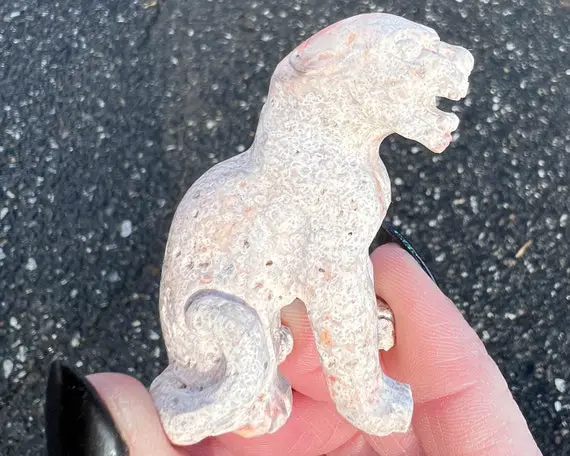Jaguar Opal Carving, Panther Figurine, Crystal Cougar, Mountain Lion, Lioness, Mexican Fire Opal In Matrix, Birthday Gift For Her, Wife #1