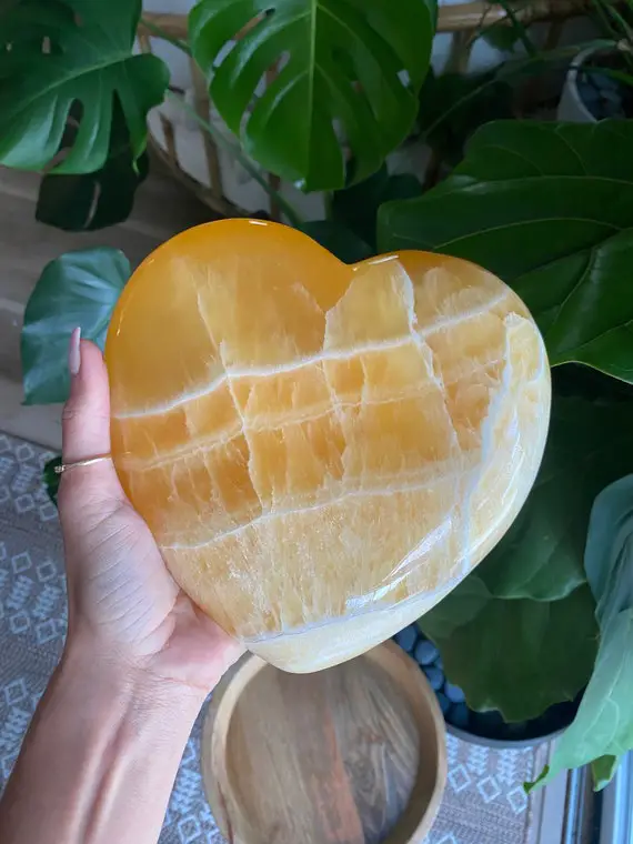 Xl Orange Calcite Heart, Extra Gemmy