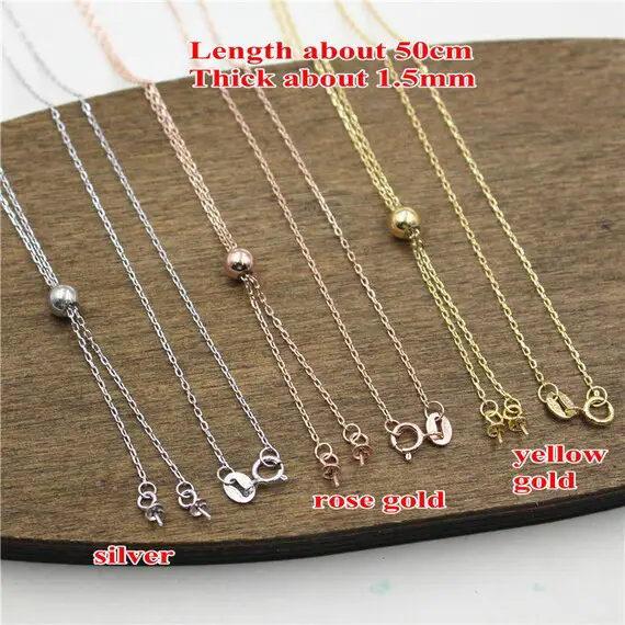 925 Sterling Silver Bead Cap With Loop Chain Necklace Plated Rose Gold Chain Necklace For Jewelry Making Bulk Wholesale A182