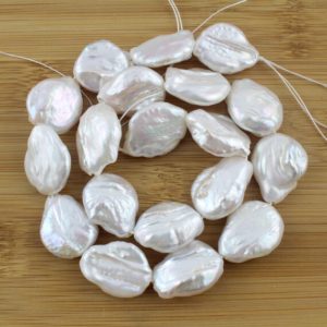 Shop Pearl Beads! 16x21mm White Coin Pearl Beads,Irregular Freshwater Pearls,High quality Gunuine Pear Bead For Jewelry Making Necklace-15.5-16inchs-FS168 | Natural genuine beads Pearl beads for beading and jewelry making.  #jewelry #beads #beadedjewelry #diyjewelry #jewelrymaking #beadstore #beading #affiliate #ad