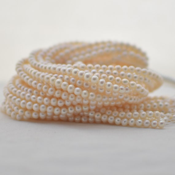 Natural Freshwater Potato Round Pearl Beads - 4mm - 4.5mm - 14" Strand