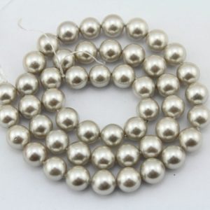 Shop Pearl Round Beads! 8mm Silver champagne shell Pearl Beads,  High Luster  Round Shell Pearl Beads, Loose Shell Pearl Beads,Pearl Jewelry48pcs-15.5 inches-SH24 | Natural genuine round Pearl beads for beading and jewelry making.  #jewelry #beads #beadedjewelry #diyjewelry #jewelrymaking #beadstore #beading #affiliate #ad