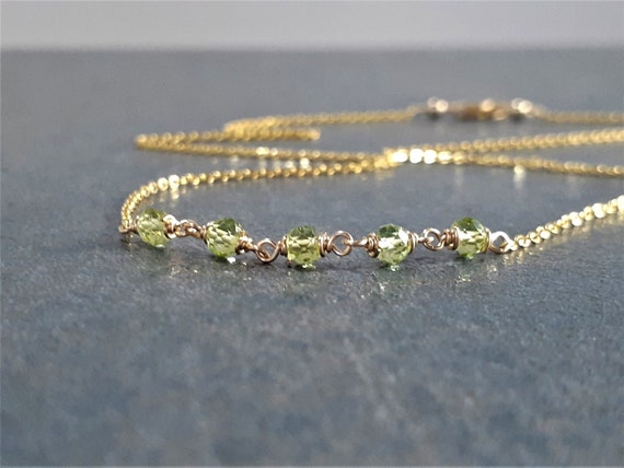Genuine Peridot Necklace, August Birthstone Necklace / Handmade Jewelry / Necklaces For Women, Simple Gold Necklace, Gemstone Choker, Dainty