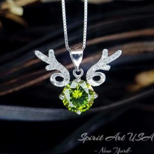 Shop Peridot Pendants! Peridot Necklace –  Antler Deer Style 18KGP @ Sterling Silver – 2 CT Green Peridot Pendant –  Olivine Heart Stone August Birthstone #203 | Natural genuine Peridot pendants. Buy crystal jewelry, handmade handcrafted artisan jewelry for women.  Unique handmade gift ideas. #jewelry #beadedpendants #beadedjewelry #gift #shopping #handmadejewelry #fashion #style #product #pendants #affiliate #ad