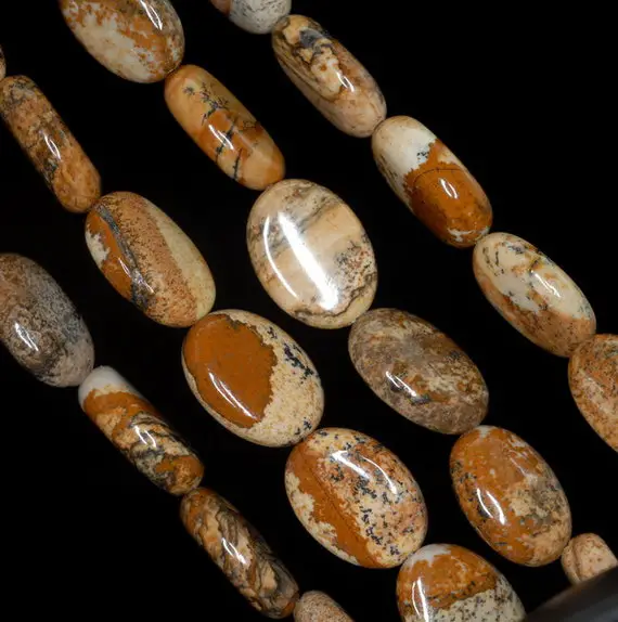 14x10mm Brown Picture Jasper Gemstone Grade A Oval Loose Beads 15.5 Inch Full Strand (90188559-681)