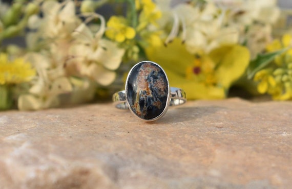 Natural Pietersite Ring, Oval Gemstone Ring, Anniversary Gift, Silver Ring, Simple Band Ring, Silver Jewelry, Natural Gemstone, Jewelry, 925