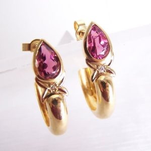 Shop Pink Tourmaline Earrings! pink tourmaline earrings made of 750 gold, 18K earrings, earrings, pink, unique piece, unique master | Natural genuine Pink Tourmaline earrings. Buy crystal jewelry, handmade handcrafted artisan jewelry for women.  Unique handmade gift ideas. #jewelry #beadedearrings #beadedjewelry #gift #shopping #handmadejewelry #fashion #style #product #earrings #affiliate #ad