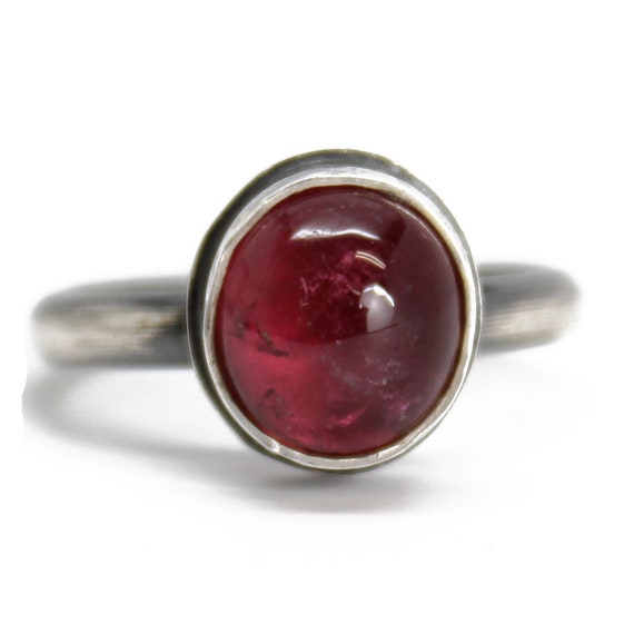 Pink Tourmaline Ring Bezel Set In Sterling Silver, 6.5 Us, October Birthstone, Tourmaline Jewelry, Handmade Artisan Jewelry