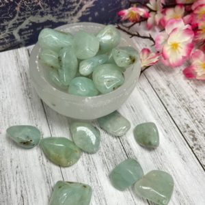 Shop Tumbled Prehnite Crystals & Pocket Stones! Prehnite Tumbles | Soothing Heart Energy | Natural genuine stones & crystals in various shapes & sizes. Buy raw cut, tumbled, or polished gemstones for making jewelry or crystal healing energy vibration raising reiki stones. #crystals #gemstones #crystalhealing #crystalsandgemstones #energyhealing #affiliate #ad