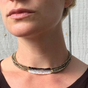 Shop Pyrite Necklaces! Elegant Pyrite Beaded Choker Necklace | Gold Beaded Necklace | Boho | Rocker | Bridesmaid Jewelry | Wedding Jewelry | Gifts for Her | Natural genuine Pyrite necklaces. Buy handcrafted artisan wedding jewelry.  Unique handmade bridal jewelry gift ideas. #jewelry #beadednecklaces #gift #crystaljewelry #shopping #handmadejewelry #wedding #bridal #necklaces #affiliate #ad