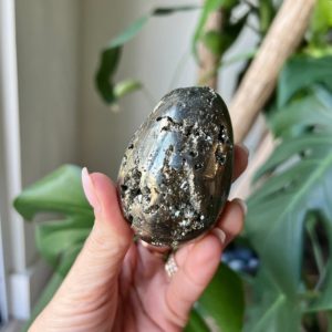 Pyrite egg, druzy pyrite | Natural genuine stones & crystals in various shapes & sizes. Buy raw cut, tumbled, or polished gemstones for making jewelry or crystal healing energy vibration raising reiki stones. #crystals #gemstones #crystalhealing #crystalsandgemstones #energyhealing #affiliate #ad
